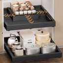 2 Pack Pull Out Cabinet Organizer, Drawers Slide Out Expandable Width (12"-19") and Depth (17"-23") With 3 Slides, Fixed with Adhesive Film and Nail for Cabinets in Kitchen, Pantry or Bathroom - Black