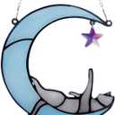 Cat Moon Star Gift for Cat Lovers, Women, Moms, Girls  Cute Acrylic Window Hanging Ornament  Thoughtful Memorial, Sympathy & Remembrance Gift  Blue