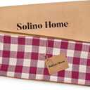 2 x Solino Home Linen Table Runner 48 Inches - 100% Pure Linen Beet and Cream Table Runner 14 x 48 Inch Ideal for Dresser and Coffee Tables - Valentines, Spring - Morgan Check