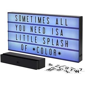 My Cinema Lightbox - XXL Marquee Color-Changing Lightbox with 160 Letters, Numbers to Create Signs, with Pure White LED Light, RGB Color Change and Freeze Mode, Letter Storage Box, Battery or DC