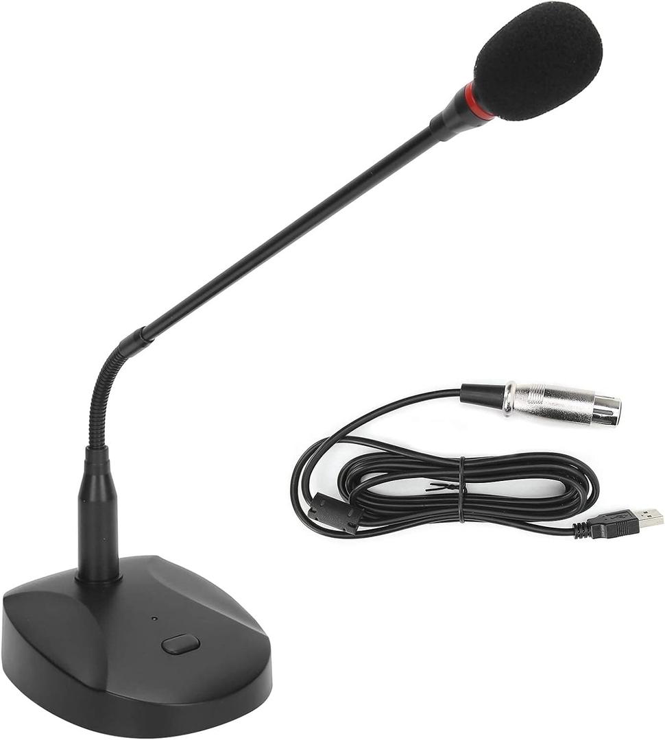 Cyrank USB Computer Microphone, Gooseneck Condenser Microphone Wired Microphone Podium Microphones Desktop Paging Mic Corded Voice Mic for Meetings Lectures