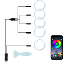 LivTee Smart Car LED Interior Lights with USB Port, LED Strip Fiber Optic Lights, Wireless App Control, Sync to Music, Car Accessories Gifts for Women and Men, 5 in 1