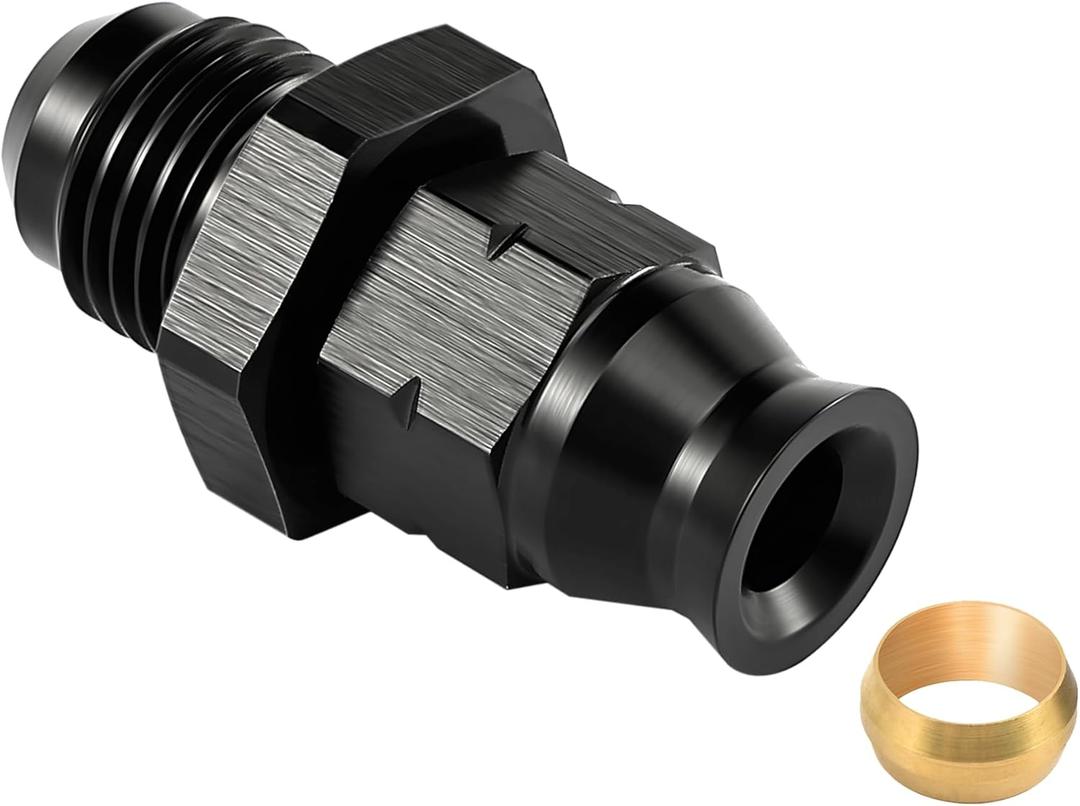 EVIL ENERGY 6AN Male to 1/4" Hardline Compression Fitting Adapter Aluminum Black