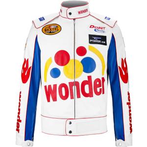 Adult Men Race Car Driver Racing Costume Leather Jacket Wonder Halloween Cosplay Bomber Leather Jacket