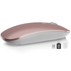 SABLUTE M31 Bluetooth Mouse for MacBook Pro/Air, iPad - Rechargeable Tri-Mode Wireless Mouse for 3 Devices (BT 5.2 + 2.4G), Sleek Slim Silent Mouse for Surface, Windows, Rose Gold