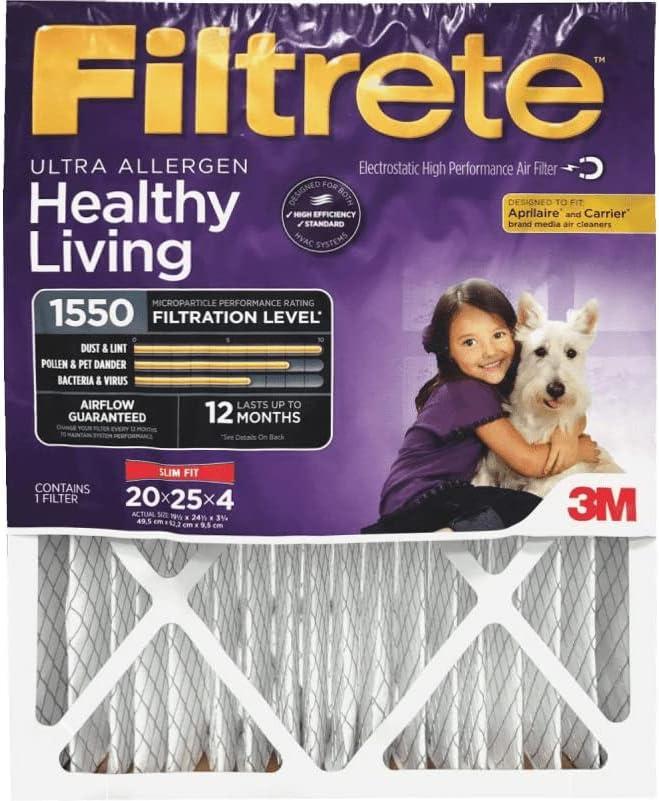 3M NDP03-4S-4 Ultra Allergen Reduction Deep Pleated Air Filter, 20x25x4-In. - Quantity 4