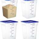 BIEAMA 4 Pack Food Storage Containers, 22 Quart with Lids, Square Commercial Containers with Scale, NSF, Polycarbonate, Clear, Small Pack of 4