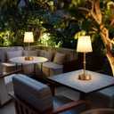 MEIXISUE Cordless Rechargeable LED Table Lamp with Dimmer,Nightstand Lamp with USB Port,Antique Brass Portables Outdoor Lamp, Battery Operated Lamp for Patio Bedroom Bedside Balcony Camping Bar RV