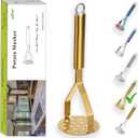 Berglander Potato Masher, Heavy Duty Stainless Steel Gold Potato Ricer With Titanium Plating, Kitchen Vegetable Fruit Masher (Gold)