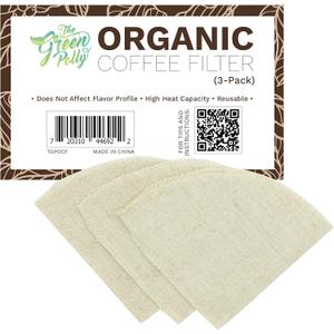 TGP Organic Hemp Cloth Coffee Filter Cone No. 4, 3-Pack, Cotton Cloth Coffee Filters