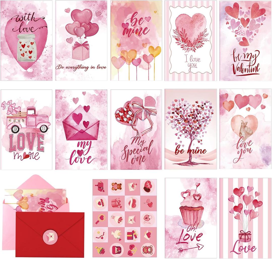 80 Set Valentine Cards with Envelopes Pink Religious Valentines Card Bulk Galentine's Day Gifts Vintage Heart Floral Greeting Exchange Card Bulk for Kids Adult Friends Classroom Gifts