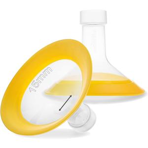 Nenesupply 15mm Oval Flanges Compatible with Medela Breast Pump Parts Replace 17mm Flange Accessories. Work with Pump in Style Parts Symphony Parts Swing Maxi Harmony and Personalfit Flex Connector