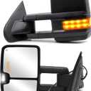 WLLW Power Heated Towing Mirrors fit for 2014 2015 2016 2017 2018 Chevy Silverado 1500 2500 3500 GMC Sierra with Turn Signal Arrow Signal Light Auxiliary Lamp Black Cap Smoke Lamp Housing