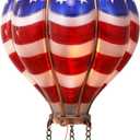 TERESA'S COLLECTIONS Hot Air Balloon Solar Lantern for Patriotic Garden Decor, 4th of July Hanging Flickering Flame Outdoor Lights for Trees, Blue&Red Memorial Day Decorations for Party Gift for Mom