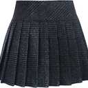 chouyatou Women's Casual Plaid High Waist A-Line Pleated Skirt (Small, H344-Charcoal)