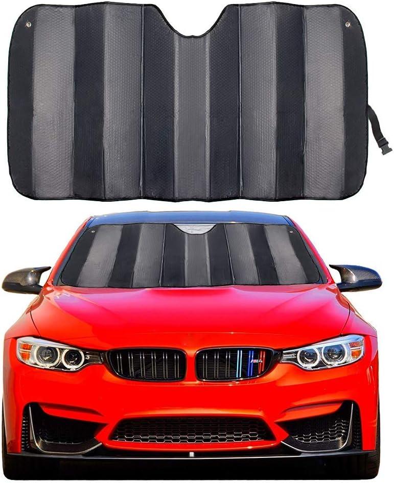 Car Windshield Sunshade Thicken 5-Layer UV Reflector Auto Front Window Sun Shade Visor Shield Cover,Keep Vehicle Cool(Gary,57" × 27.5")