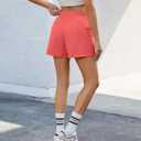 luvamia Skorts for Woman High Waisted Pull On Elastic Waist Cargo Pockets Quick Dry Hiking Tennis Sports Skirt Shorts (Red, XXL)