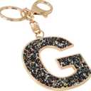 6 x Junyuerly Gold Initial keychains|Letter keychain Bag Charms for Women|Large Sparkly Personalized Key Chain Accessories (G-black, Mixed)