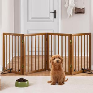 Mino Kesper Natural 37-74" Wide Dog Gate for Stair, Bamboo Dog Gates for The House Doorways, Freestanding Pet Gates for Dogs, Doogie Puppy Fence Gate