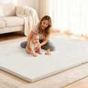 Ultra Soft Baby Play Mat for Floor 1.4" Thick Memory Foam 59x70 Playpen Mat for Toddlers Infant Kids with Non-Slip Backing Safe for Crawling, Water-Repellent Leather for Tummy Time, Tatami Style(Grey)