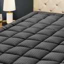 HYLEORY Queen Mattress Pad Quilted Fitted Mattress Protector Cooling Pillow Top Mattress Cover Breathable Fluffy Soft Mattress Topper with 8-21" Deep Pocket, Dark Grey
