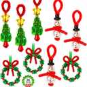 GYGOT Christmas Crafts,36 Sets Beaded Ornament Kit-Including 12 PCS Snowman/12 PCS Christmas Tree/12 PCS Wreath,Xmas Party Holiday Craft Tree Decorations (Assembly Needed)
