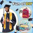 Spakon Unisex Adult Plain Graduation Stole with a to Z Letter 0 to 9 Number Graduation Pattern Badge Decorate Repair Patches(Yellow)