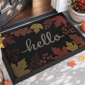 DEXI Fall Front Door Mat Outside Entrance, 24x36 Maple Leaves