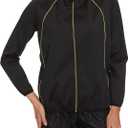 LAZAWG Women Sauna Suit Sweat Shirt Long Sleeve Sweat Jackets for Fitness Gym Running Exercise Slimming (Small, Black-5151)