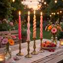 Nuanchu 4 Pcs Twisted Taper Candles Wax Unscented Smokeless Spiral Swirl Candlesticks for Wedding Holiday Dinner Party Home Decorations(7.87 Inch,Pure,Pink)