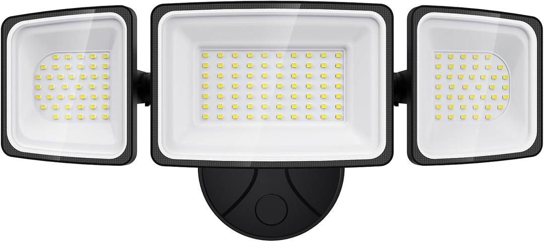 Onforu 100W Flood Lights Outdoor, 9000LM Brightness LED Light Outside, IP65 Waterproof LED Exterior Floodlight with 3 Adjustable Heads, 6500K White Outdoor Security Light for Yard Garage Eave (Black)