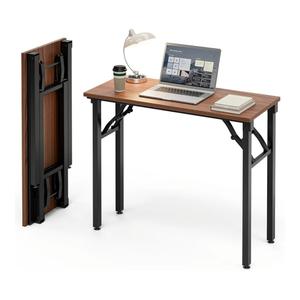 Frylr Small Folding Computer Desk – Portable 35.8 Inch Foldable Laptop Table, Collapsible and Compact for Easy Storage and Fast Setup, Lightweight for Small Spaces, Craft and Study Use, Dark Walnut