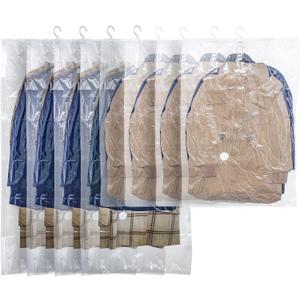 Hanging Vacuum Storage Bags,Hanging Vacuum Sealer Storage Space Saver Bags for Clothes, Suits, Coats, Dresses or Jackets, Reusable Compressed Vacuum Bags Closet Organizers,8 Pack(4 Long,4 Short)