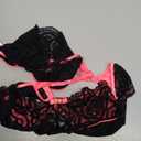 Kaei&Shi Neon Two Tone, Double Layer, High Leg Bottom, 2 Pieces Lingerie (Black Neon Pink,10-12 )