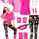 CICOCI 80s 90s Outfit For Women Neno Party Fishnet Top1980s Costume with 80s Accessories Set Retro Party Leg Warmers Headband XXXl