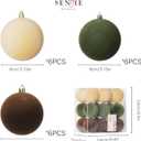 Senjie 18 PCS Velvet Ornaments Balls Sets for Christmas Tree 3.15inch Multicolor Flocked Christmas Balls Assortment for Xmas Tree Holiday Decor (Brown,Green and Khaki Each 6pcs)