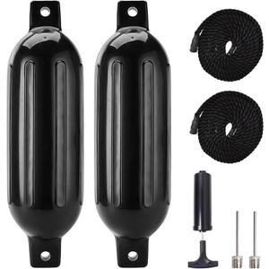Boat Fenders Inflatable Ribbed Marine Boat Fender with Fender Lines 6.5ft Needles and Pump for Twin Eyes Boat Fender Bumpers for Docking Fenders Use to Yacht Pontoon