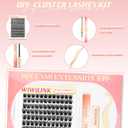 Lash Clusters Kit Magic Lashes Clusters Fluffy 10-18mm Volume Cluster Eyelash Extensions Kit 0.3mm Soft Band Wispy DIY Individual Lashes with Lash Bond and Seal, Remover, Tweezer