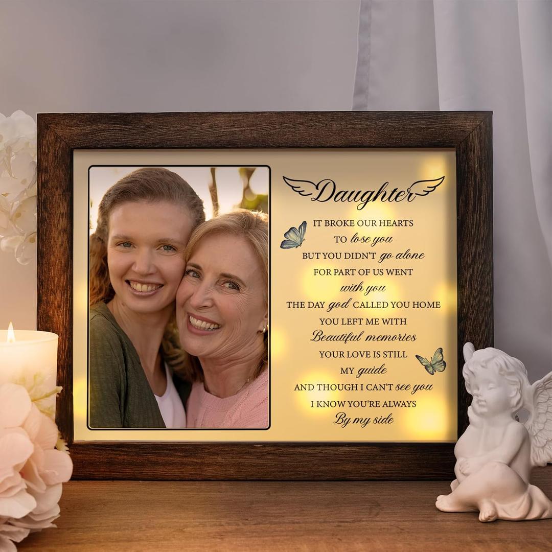 Memorial Gifts for Loss of Daughter,Sympathy LED Shadow Boxes 4x6 Photo, Bereavement Keepsake for Loss of Daughter,Healing Grief Gift, Remembrance for Funerals, Memorial Ceremonies