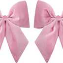 Large Plush Velvet Bows Set of 2 16-Inch Christmas Bow Tree Topper for Christmas Tree Decoration Door Window Decor (Pink)