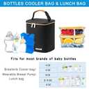 Breastmilk Cooler Bag with Ice Pack Fits 4 Baby Bottles Up to 9 Ounce, Baby Bottle Cooler Bag Suitable for Nursing Mom Daycare, Black