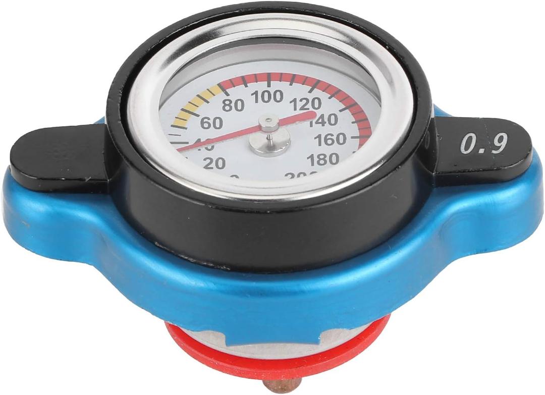 Thermostatic Radiator Cap, Universal Thermostatic Radiator Cap Water Tank Cover Leakproof W/Temperature Gauge(Big head 0.9bar)