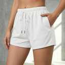 Women's 3 Pack Drawstring Pajama Shorts Summer Elastic Waist Straight Leg Mini Sleep Bottoms Loungewear (M)