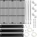 Grill Parts for Chargriller 3001 5050 5650 5072 3072 3008 4000 3030 3000 4208, King Griller 5252,Cast Iron Grill Grates, Porcelain Steel Heat Tents, Grill Burner, Ignitors Replacement