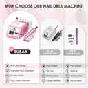 Subay Professional Finger Toe Nail Care Electric Nail Drill Machine Manicure Pedicure Kit Electric Nail Art File Drill with 1 Pack of Sanding Bands (Pink)