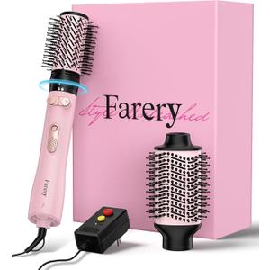Farery 2-in-1 Blow Dryer Brush Set for Frizz-Free Blowout | 2-inch Rotating Hair Dryer Brush & 3-inch Hot Air Brush with Oval Barrel | 1000W for Fast Drying, Straightening, Volumizing & Smoothing