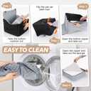 JOEJOY Elevated Dog Car Seat for Small/Medium Dogs up to 35 lbs, Memory Foam Booster Seat with Detachable Washable Cover, Travel-Safe Car Bed with Safety Belts & Storage Pockets, Grey