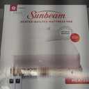 Sunbeam Electric Restful Quilted Heated Mattress Pad Queen 80" x 60" 12 Heat Settings 12-Hour Auto Shut-Off Extra-Cozy Fabric Deep Pocket Fit Machine Washable (White Quilted Vertical)