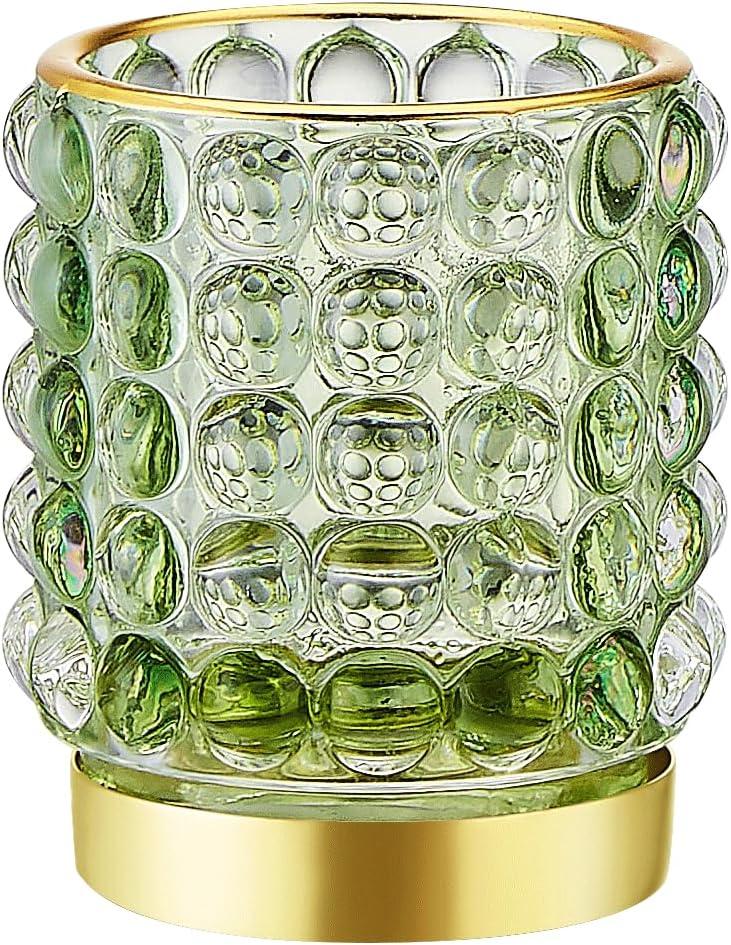Makeup Brush Holder Organizer,Toothbrush Holders,Desk Pen Pencil Holder,Multifunctional Vintage Glass Brush Cup (A38-5-US/Green/S)