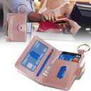 Cavor Compatible with MagSafe Wallet,Magnetic Wallet for iPhone 17/16 Pro Max/15 Pro/14 Plus/13/12 Series,for W allet magsafe with Adjustable Stand,Mag Safe Phone Card Holder Zipper-Pink